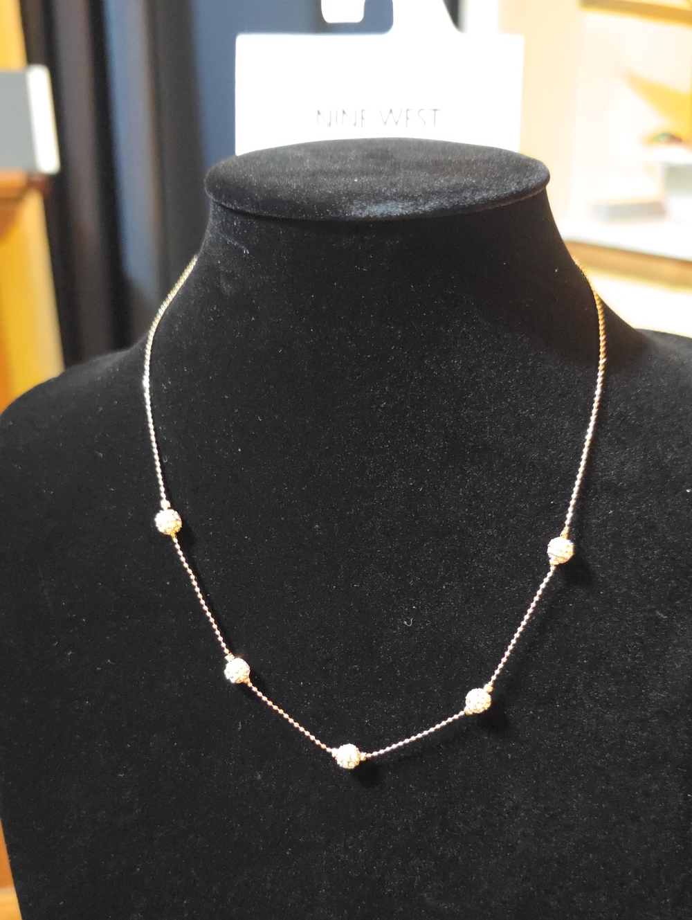 A194- Nine West Gold Beaded Station Necklace